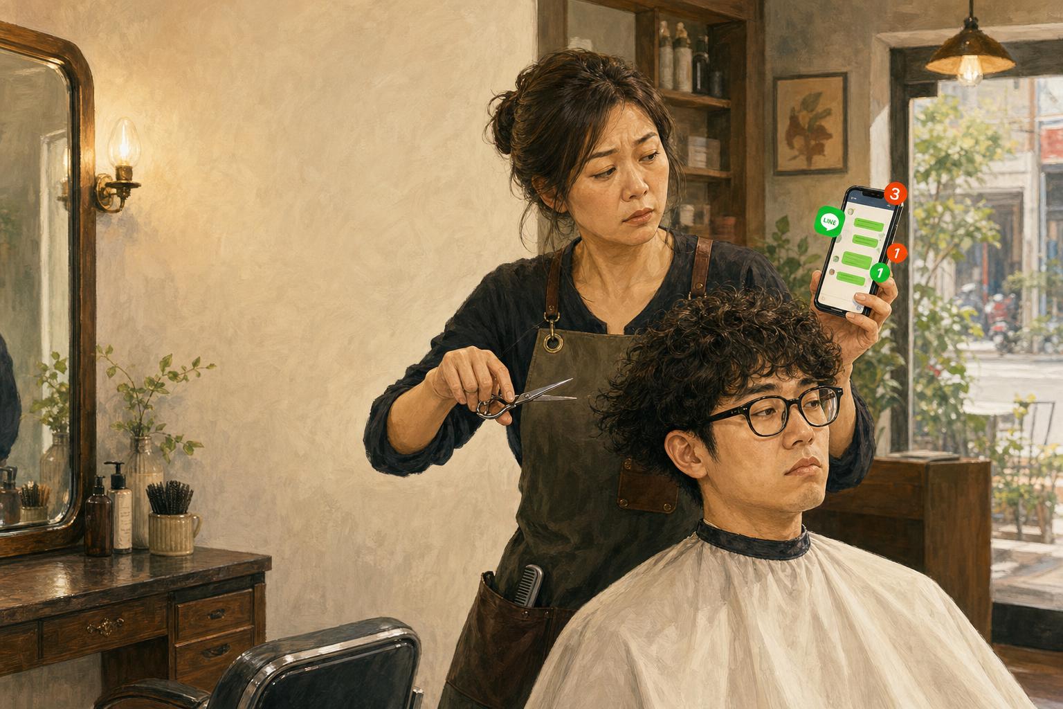 老闆娘一邊剪頭髮一邊回 LINE——你是不是也這樣?
